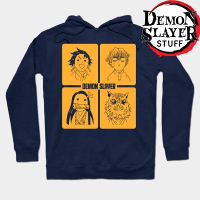 Demon Slayer Cute Window Hoodie Navy Blue / S