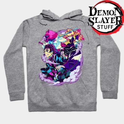 Demon Slayer Retro Style Hoodie Gray / S