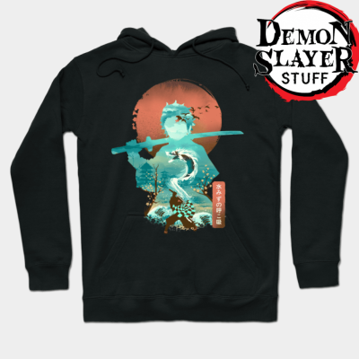 Tanjiro Breath Of Water Hoodie Black / S